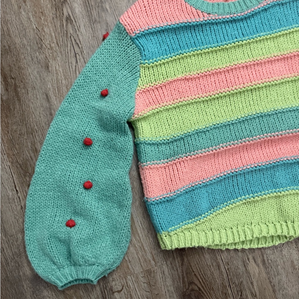 Umgee • Striped Color Block Pom Pom Sweater - Picture 5 of 14